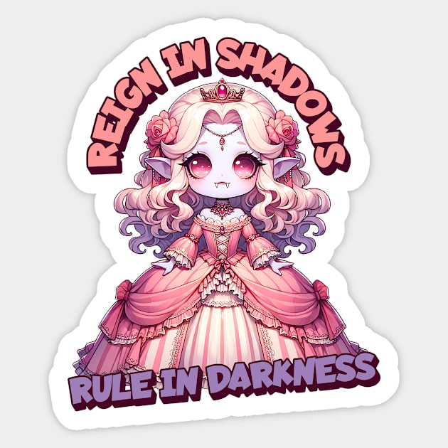 Reign in Shadows, Rule in Darkness Cute Rococo Vampire Sticker by WitchyArty